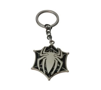 Spider Logo Metal Keychain in Black and Silver – Unique Web Design Collectible Accessory for Fans and Enthusiasts