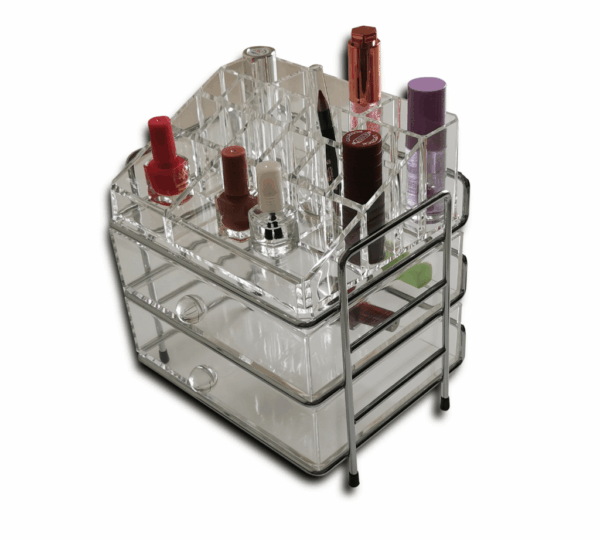Asmiat 2-Drawer Acrylic Makeup Organizer – Clear, Stackable Vanity Storage for Cosmetics, Jewelry, Hair Clips & Skincare - Image 3