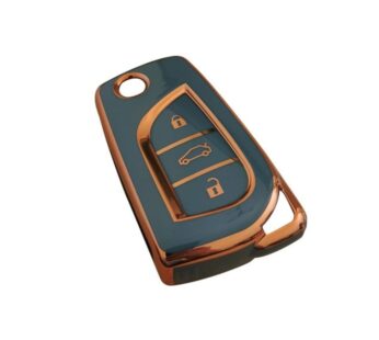 Toyota Car Key Cover Compatible with 3 Button Smart Keys, Premium TPU Protective Key Fob Case with Stylish Rose Gold Trim, Anti-Scratch and Shockproof Design for Corolla, Camry, RAV4, Prius and More