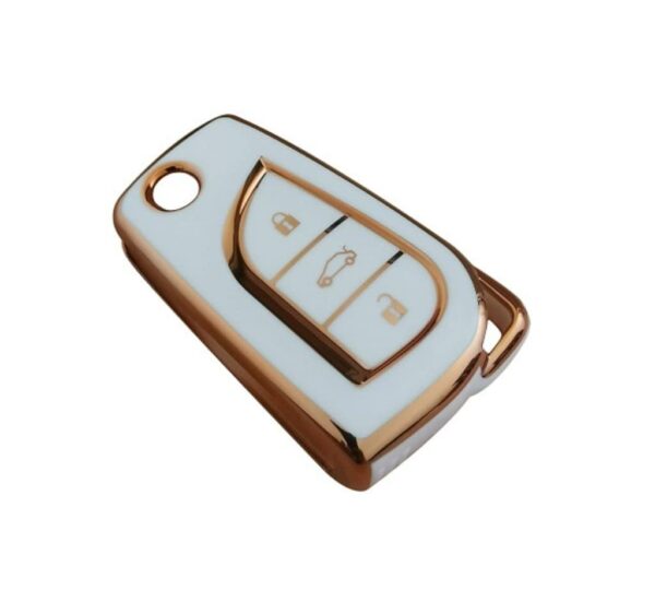 Toyota Car Key Cover Compatible with 3 Button Smart Keys, Premium TPU Protective Key Fob Case with Stylish Rose Gold Trim, Anti-Scratch and Shockproof Design for Corolla, Camry, RAV4, Prius and More - Image 2