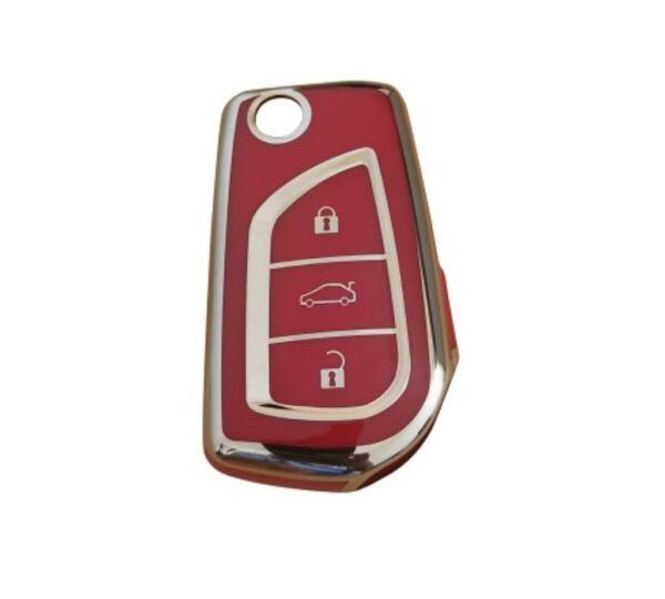 Toyota Car Key Cover Compatible with 3 Button Smart Keys, Premium TPU Protective Key Fob Case with Stylish Rose Gold Trim, Anti-Scratch and Shockproof Design for Corolla, Camry, RAV4, Prius and More - Image 3