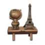 Elegant Vintage World Globe and Eiffel Tower Decorative Display Set – Timeless Wooden Base with Stunning Bronze Finish for Home and Office Décor