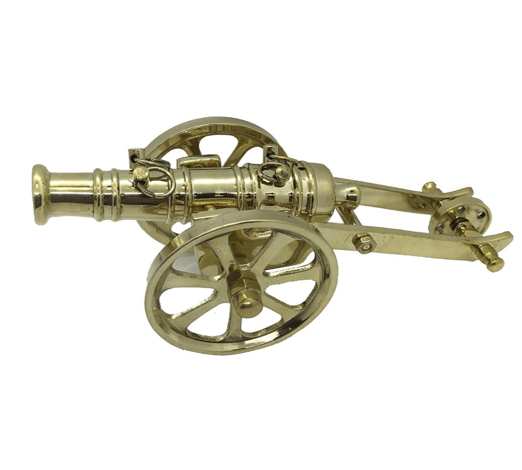 Decorative Metal Cannon Replica with Rolling Wheels – Unique Housewarming Gift and Home Décor Piece for Living Room, Office Desk, or Study – Classic Artillery Model for Collectors and Gifting