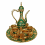 Turkish Tea Set – Vintage Metal Teapot & Coffee Pot Set with 6 Ornate Coffee Cups and Decorative Zinc Alloy Tray – Elegant Tea & Coffee Serving Set for Home, Wedding & Art Crafts Display