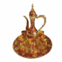 Vintage Metal Turkish Coffee Pot Set – Luxury Tea Set with 6 Ornate Coffee Cups & Decorative Craft Tray Teapot – Elegant Home, Kitchen & Wedding Party Gift
