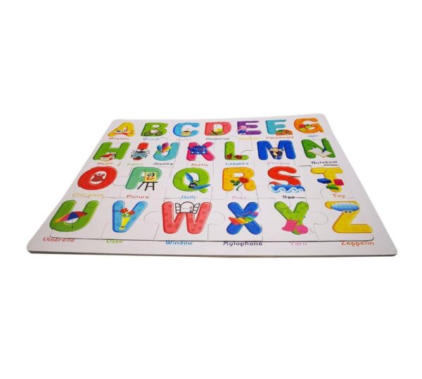Wooden Alphabet Puzzle Board with Pictures – Educational Learning Toy Featuring A-Z Letters for Early Literacy and Visual Recognition in Toddlers and Kids - Image 3