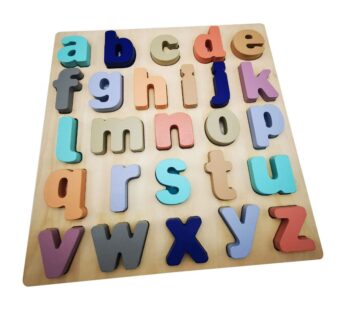 Wooden Alphabet Puzzle Board with Colorful Lowercase Letters – Educational Learning Toy for Toddlers and Kids to Build Letter Recognition and Early Literacy Skills