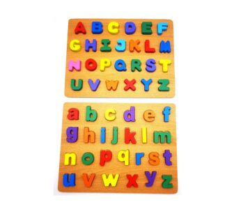 Wooden Alphabet Puzzle Board Set with Upper and Lower Case Letters – Educational Learning Toy for Toddlers and Preschool Children to Develop Literacy Skills