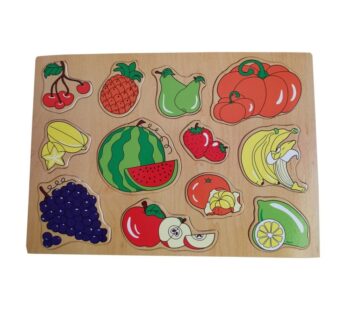 Wooden Fruit Puzzle Board for Toddlers – Educational Learning Toy with 11 Colorful Pieces to Develop Cognitive Skills and Hand-Eye Coordination