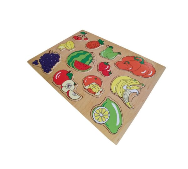 Wooden Fruit Puzzle Board for Toddlers – Educational Learning Toy with 11 Colorful Pieces to Develop Cognitive Skills and Hand-Eye Coordination - Image 2