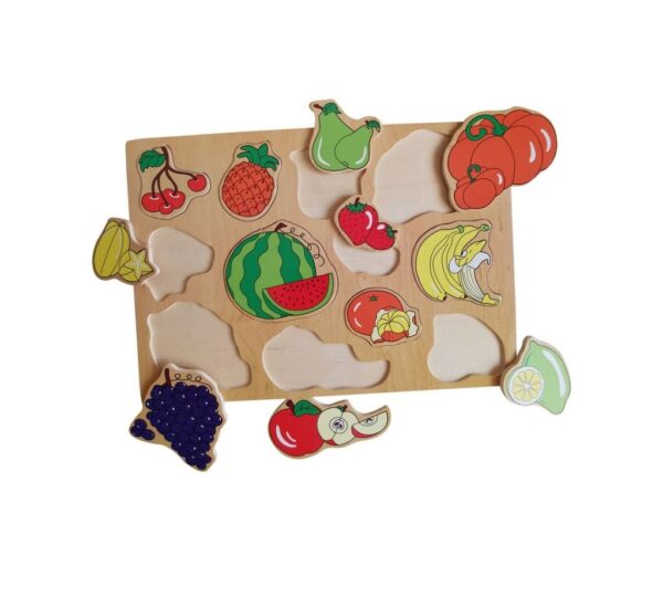 Wooden Fruit Puzzle Board for Toddlers – Educational Learning Toy with 11 Colorful Pieces to Develop Cognitive Skills and Hand-Eye Coordination - Image 3