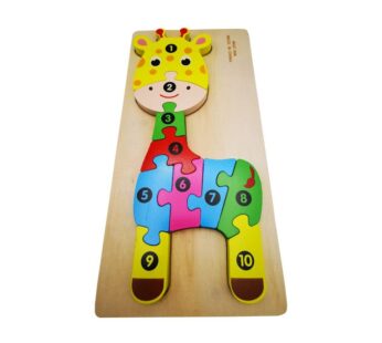 Wooden Giraffe Number Puzzle Board – Educational 10-Piece Colourful Jigsaw Learning Toy for Kids to Develop Number Recognition and Fine Motor Skills
