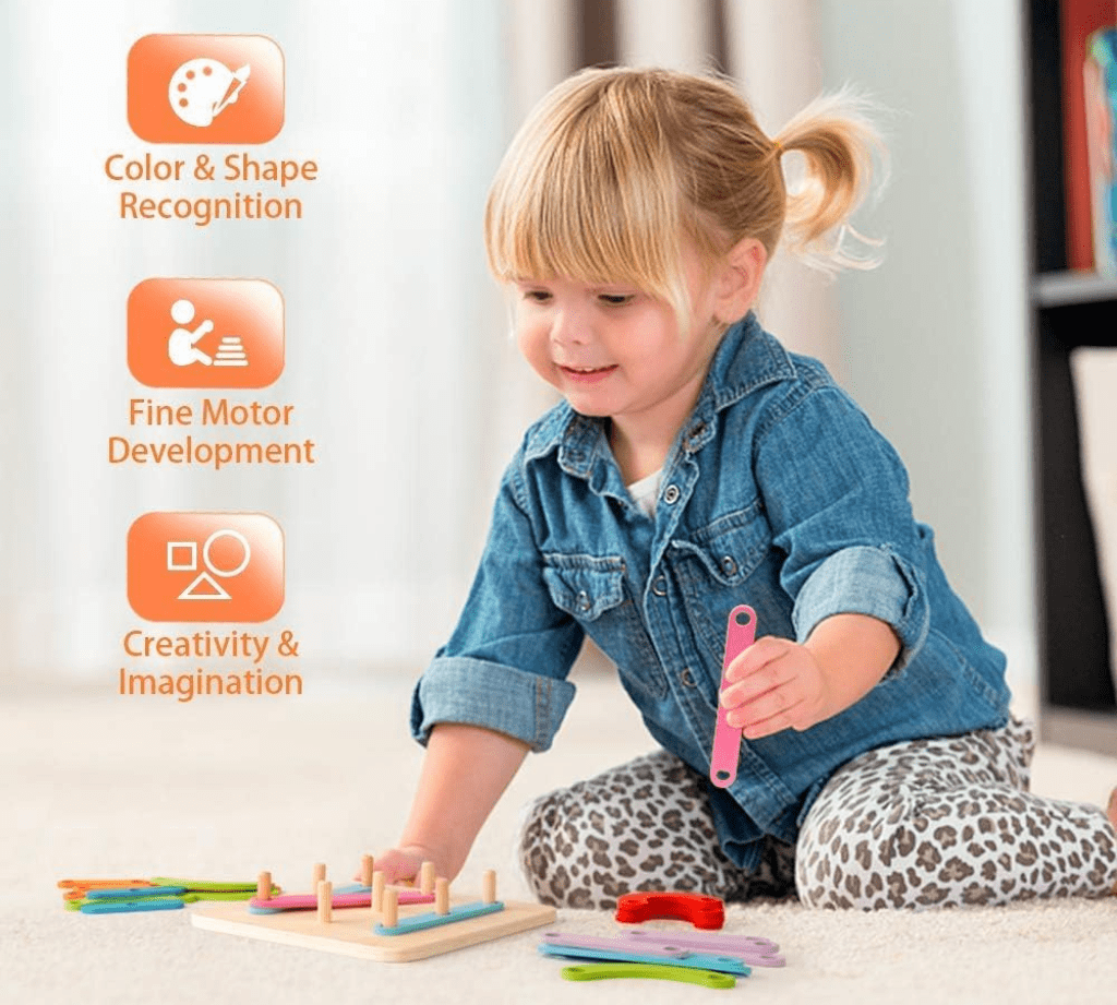 Wooden Letter Number Construction Puzzle Educational Stacking Blocks Toy Set Shape Color Sorter Pegboard Activity Board Sort Game for Kids Gift Preschool Learning STEM Toy - Image 4