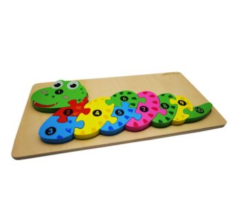 Wooden Number Puzzle Board – Educational Caterpillar-Shaped Sorting Toy with 1-10 Counting Blocks for Early Childhood Number Recognition and Learning