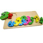 Wooden Number Puzzle Board – Educational Caterpillar-Shaped Sorting Toy with 1-10 Counting Blocks for Early Childhood Number Recognition and Learning - Image 2