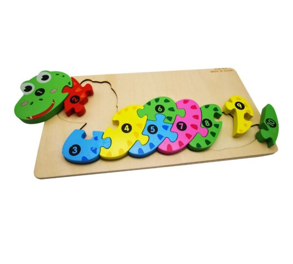Wooden Number Puzzle Board – Educational Caterpillar-Shaped Sorting Toy with 1-10 Counting Blocks for Early Childhood Number Recognition and Learning - Image 2