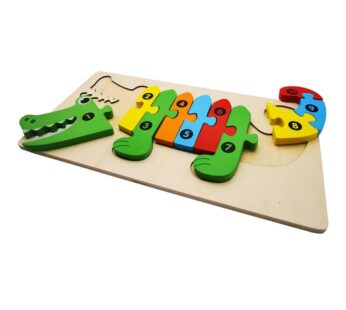 Wooden Puzzle Board with Educational Crocodile Shape – Multicolor Numbers 1-10 Learning Toy for Early Childhood Number Recognition and Skill Development
