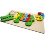 Wooden Puzzle Board with Educational Crocodile Shape – Multicolor Numbers 1-10 Learning Toy for Early Childhood Number Recognition and Skill Development