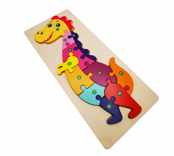 Colorful Wooden Puzzle for Toddlers – Montessori Numbers & Shapes Learning Toy – Creative Educational Jigsaw Game - Image 3