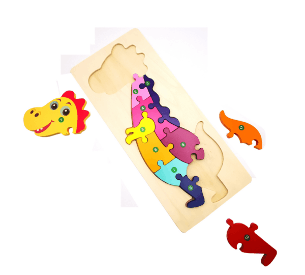 Colorful Wooden Puzzle for Toddlers – Montessori Numbers & Shapes Learning Toy – Creative Educational Jigsaw Game - Image 2