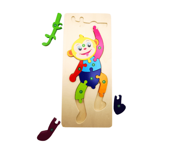 Wooden Shape Puzzle for Kids – Montessori Learning Toy with Numbers & Colors – Early Educational Jigsaw for Toddlers - Image 3
