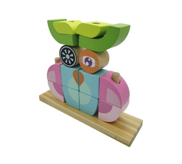 Wooden Snail Building Blocks Puzzle | Fun & Educational 3D Stacking Toy for Kids | Colourful Assembly Blocks for Creative Play - Image 3