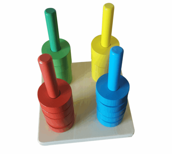 4-Column Wooden Geometric Shape Stacking Puzzle – Educational Toy for Babies, Toddlers & Kids - Image 3