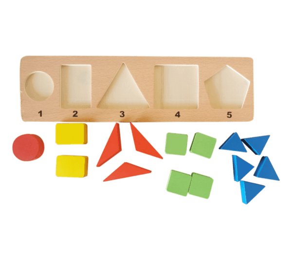 Wooden Sorting & Stacking Toys, Shape Color Recognition Geometric Blocks Matching Puzzle with Lacing String, Educational Preschool Learning Board Game Gift for Babies - Image 2