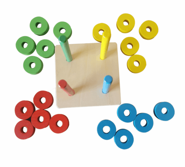 4-Column Wooden Geometric Shape Stacking Puzzle – Educational Toy for Babies, Toddlers & Kids - Image 2