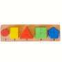 Wooden Sorting & Stacking Toys, Shape Color Recognition Geometric Blocks Matching Puzzle with Lacing String, Educational Preschool Learning Board Game Gift for Babies