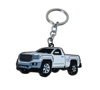 Durable Metal Pickup Truck Keychain with White Single Cab Design – Perfect for Automotive Enthusiasts and Everyday Use