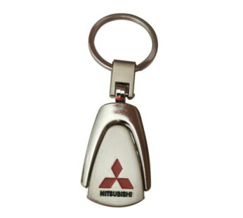 Mitsubishi Premium Metal Car Key Chain in Silver Chrome with Red Logo – Durable and Stylish Keyring Accessory for Mitsubishi Fans
