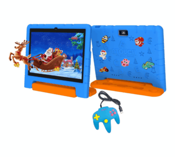 Atouch at your heart KT36 10.1 Inch Android 12 Kids Tablet Dual SIM Wifi, Dual Camera, Zoom App Supported Early Education Tab with Convertible Eva Case Stand and Gamepad (Blue)