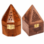 Wooden Handmade Traditional Arabic Incense Bakhoor Burner Holders – Elegant Home Décor Aromatherapy Accessories – Handcrafted Wooden Mabkhara for Scented Bakhoor & Incense