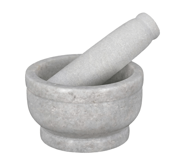 Handmade Natural White Marble Mortar & Pestle 4x4 Inch – Manual Spice Grinder, Garlic Crusher, Chutney Maker & Herb Mixer