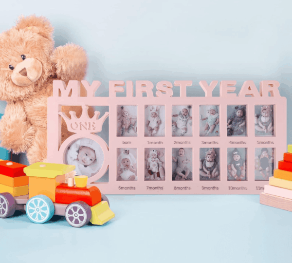 Newborn Baby Picture Frame, Baby Photo Frame, My First Year Newborn Keepsake Frame 12 Months, Baby Shower Photo Frame, Monthly Milestone Desktop Picture Frame for Memories Baby 1st Birthday - Image 3