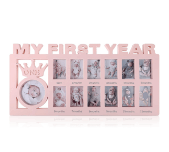 Newborn Baby Picture Frame, Baby Photo Frame, My First Year Newborn Keepsake Frame 12 Months, Baby Shower Photo Frame, Monthly Milestone Desktop Picture Frame for Memories Baby 1st Birthday