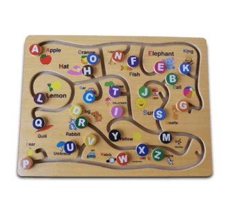 Wooden Montessori ABC Alphabet Game Toy for Kids – Early Development Activity, Fine Motor Skills & Color Recognition Maze Puzzle, Brain Development Game