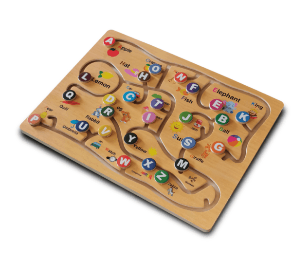 Wooden Montessori ABC Alphabet Game Toy for Kids – Early Development Activity, Fine Motor Skills & Color Recognition Maze Puzzle, Brain Development Game - Image 2