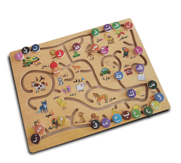 Wooden Montessori Arabic Letter Game Toy for Kids – Early Development Activity, Fine Motor Skills & Color Recognition Maze Puzzle, Brain Development Game - Image 2