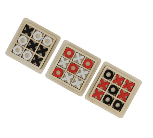 Wooden Tic Tac Toe Game – Classic Mini XO Puzzle Board Game – 3 Pcs Set – Family & Travel-Friendly Educational Strategy Game for Kids, Teens & Adults - Image 2