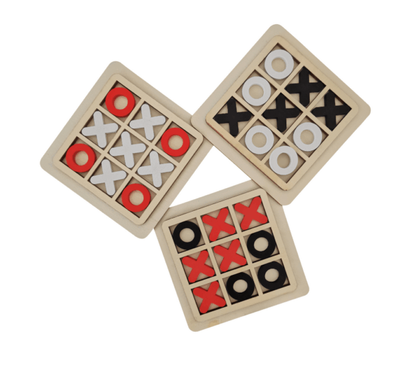 Wooden Tic Tac Toe Game – Classic Mini XO Puzzle Board Game – 3 Pcs Set – Family & Travel-Friendly Educational Strategy Game for Kids, Teens & Adults - Image 3
